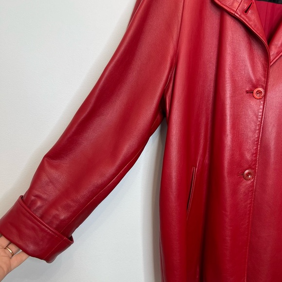 Carl W. Herrmann Pittsburgh Lyn Vintage Red Leather Cinch Waist Coat Women’s 10 - Picture 6 of 17